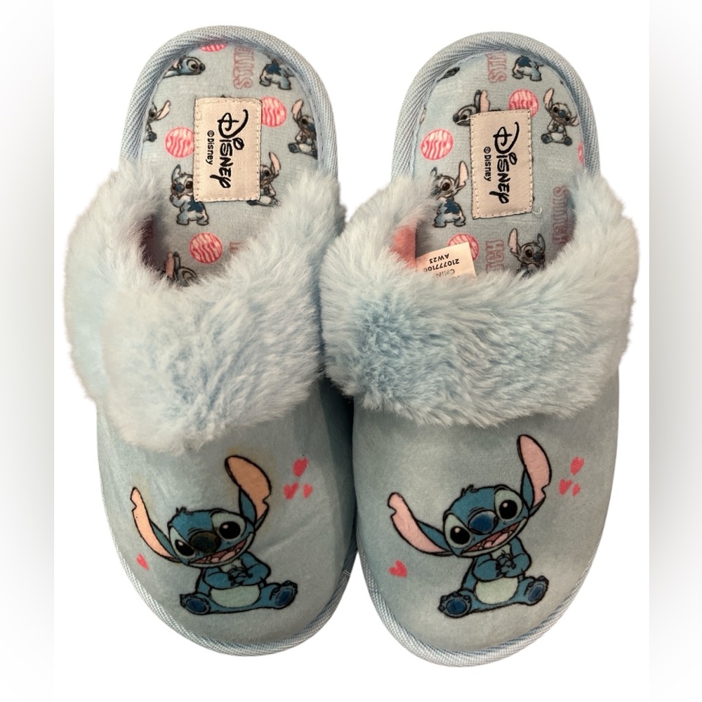 Disney Stitch Light Blue Furry Slippers